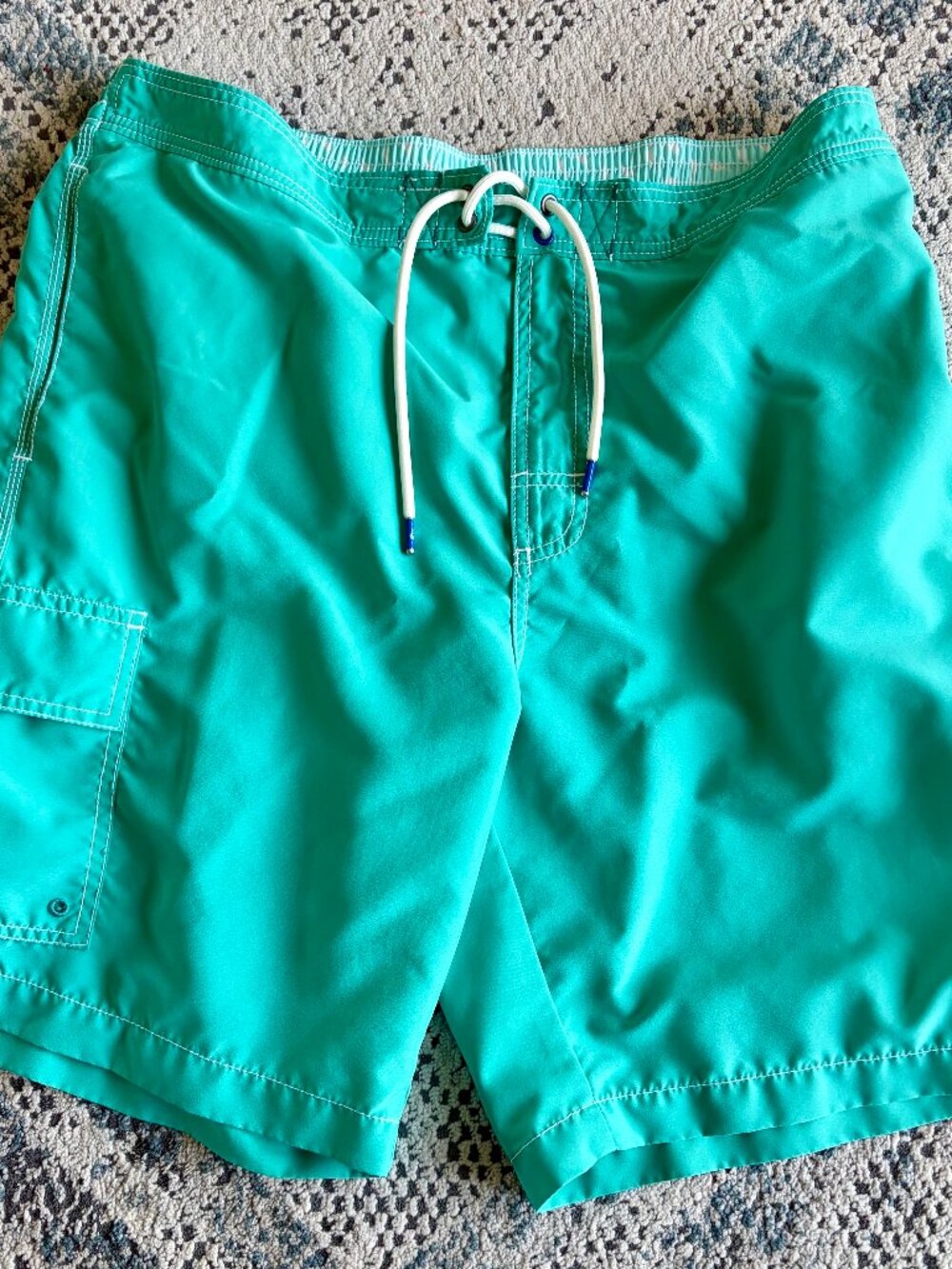 Tommy Bahama Swim Trunks Men's L Blue Teal Excellent Cargo Pocket Marlin Logo